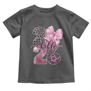 Happy New Year 2026 Toddler T Shirt Hello 2026 Disco Ball Pink Coquette Bow Faux Glitter TS11 Dark Heather Print Your Wear