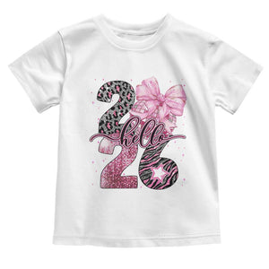 Happy New Year 2026 Toddler T Shirt Hello 2026 Disco Ball Pink Coquette Bow Faux Glitter TS11 White Print Your Wear