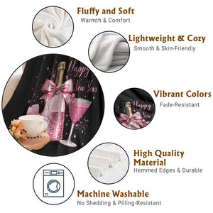 Happy New Year 2026 New Years Eve Party Throw Blanket Pink Cocktail Disco Ball TS11 Print Your Wear