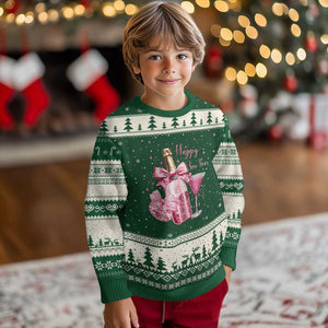 Happy New Year 2026 New Years Eve Party Ugly Christmas Sweater Pink Cocktail Disco Ball TS11 Forest Green Beige Print Your Wear