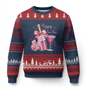 Happy New Year 2026 New Years Eve Party Ugly Christmas Sweater Pink Cocktail Disco Ball TS11 Navy Red Print Your Wear