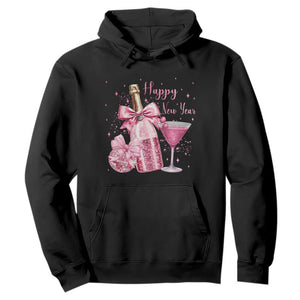 Happy New Year 2026 New Years Eve Party Hoodie Pink Cocktail Disco Ball TS11 Black Print Your Wear