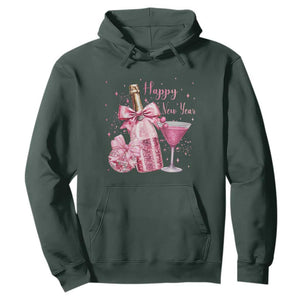 Happy New Year 2026 New Years Eve Party Hoodie Pink Cocktail Disco Ball TS11 Dark Forest Green Print Your Wear