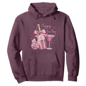 Happy New Year 2026 New Years Eve Party Hoodie Pink Cocktail Disco Ball TS11 Maroon Print Your Wear