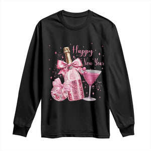 Happy New Year 2026 New Years Eve Party Long Sleeve Shirt Pink Cocktail Disco Ball TS11 Black Print Your Wear