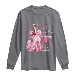 Happy New Year 2026 New Years Eve Party Long Sleeve Shirt Pink Cocktail Disco Ball TS11 Charcoal Print Your Wear