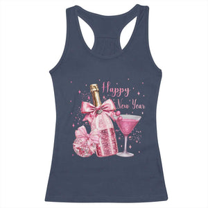 Happy New Year 2026 New Years Eve Party Racerback Tank Top Pink Cocktail Disco Ball TS11 Navy Print Your Wear
