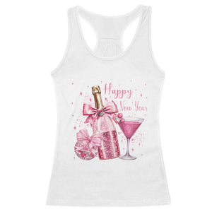 Happy New Year 2026 New Years Eve Party Racerback Tank Top Pink Cocktail Disco Ball TS11 White Print Your Wear
