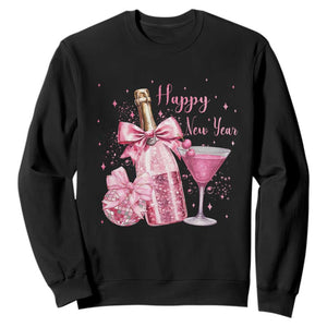 Happy New Year 2026 New Years Eve Party Sweatshirt Pink Cocktail Disco Ball TS11 Black Print Your Wear