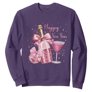 Happy New Year 2026 New Years Eve Party Sweatshirt Pink Cocktail Disco Ball TS11 Purple Print Your Wear