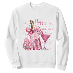 Happy New Year 2026 New Years Eve Party Sweatshirt Pink Cocktail Disco Ball TS11 White Print Your Wear