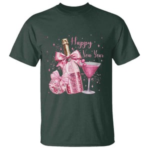 Happy New Year 2026 New Years Eve Party T Shirt Pink Cocktail Disco Ball TS11 Dark Forest Green Print Your Wear