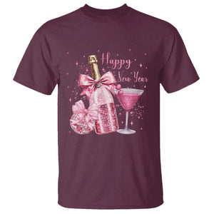 Happy New Year 2026 New Years Eve Party T Shirt Pink Cocktail Disco Ball TS11 Maroon Print Your Wear