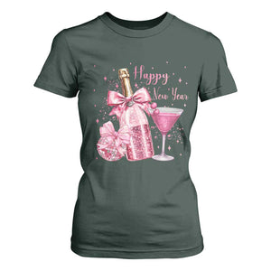 Happy New Year 2026 New Years Eve Party T Shirt For Women Pink Cocktail Disco Ball TS11 Dark Forest Green Print Your Wear