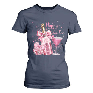 Happy New Year 2026 New Years Eve Party T Shirt For Women Pink Cocktail Disco Ball TS11 Navy Print Your Wear