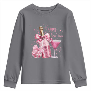 Happy New Year 2026 New Years Eve Party Youth Sweatshirt Pink Cocktail Disco Ball TS11 Charcoal Print Your Wear