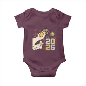 Funny New Years Eve Silly Goose 2026 Baby Onesie New Year Party TS11 Maroon Print Your Wear