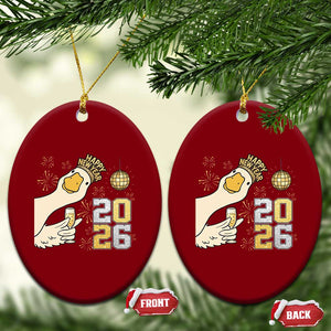 Funny New Years Eve Silly Goose 2026 Ceramic Ornament New Year Party TS11 Print Your Wear