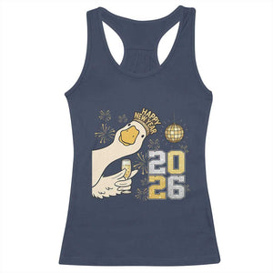 Funny New Years Eve Silly Goose 2026 Racerback Tank Top New Year Party TS11 Navy Print Your Wear