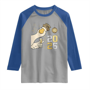 Funny New Years Eve Silly Goose 2026 Raglan Shirt New Year Party TS11 Sport Gray Royal Print Your Wear