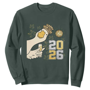 Funny New Years Eve Silly Goose 2026 Sweatshirt New Year Party TS11 Dark Forest Green Print Your Wear