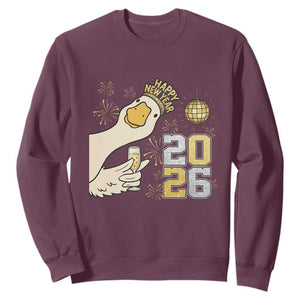 Funny New Years Eve Silly Goose 2026 Sweatshirt New Year Party TS11 Maroon Print Your Wear