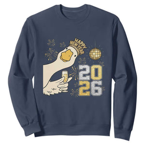 Funny New Years Eve Silly Goose 2026 Sweatshirt New Year Party TS11 Navy Print Your Wear