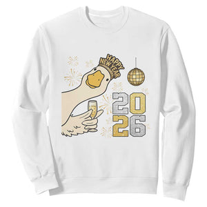 Funny New Years Eve Silly Goose 2026 Sweatshirt New Year Party TS11 White Print Your Wear