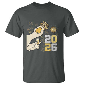 Funny New Years Eve Silly Goose 2026 T Shirt New Year Party TS11 Dark Heather Print Your Wear