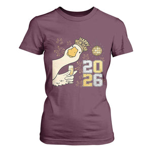 Funny New Years Eve Silly Goose 2026 T Shirt For Women New Year Party TS11 Maroon Print Your Wear