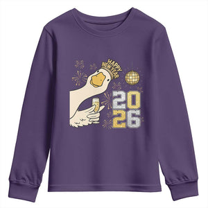 Funny New Years Eve Silly Goose 2026 Youth Sweatshirt New Year Party TS11 Purple Print Your Wear