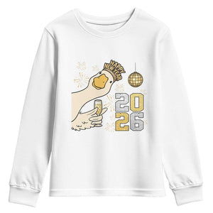 Funny New Years Eve Silly Goose 2026 Youth Sweatshirt New Year Party TS11 White Print Your Wear