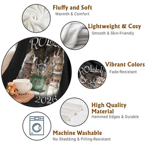 Funny Raccoon Rollin Into 2026 Throw Blanket New Year Dumpster Fire Firework TS11 Print Your Wear