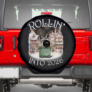 Funny Raccoon Rollin Into 2026 Spare Tire Cover New Year Dumpster Fire Firework TS11 Black Print Your Wear