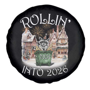 Funny Raccoon Rollin Into 2026 Spare Tire Cover New Year Dumpster Fire Firework TS11 Print Your Wear