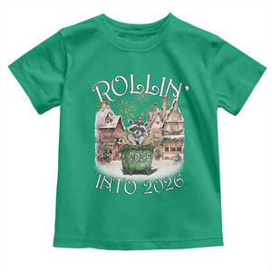 Funny Raccoon Rollin Into 2026 Toddler T Shirt New Year Dumpster Fire Firework TS11 Irish Green Print Your Wear