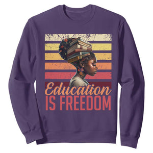 Education Is Freedom Sweatshirt Retro Black History Month Teacher TS11 Purple Print Your Wear