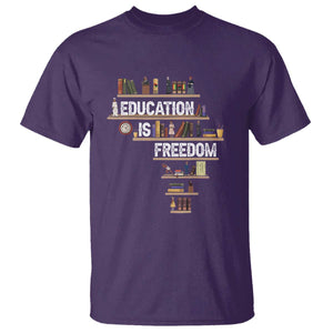 Education Is Freedom T Shirt Black History Month Teacher Black Leaders Figure TS11 Purple Print Your Wear
