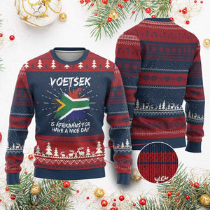 Funny Voetsek Is Afrikaans For Have A Nice Day Ugly Christmas Sweater Vintage Saffa Flag TS11 Burgundy Print Your Wear