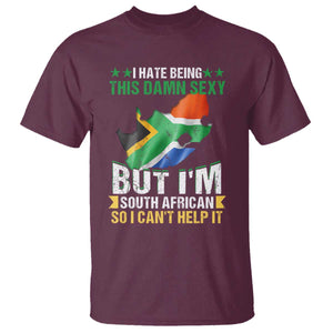 I Hate Being This Damn Sexy But I'm South African So I can't Help It T Shirt Saffa Flag TS11 Maroon Print Your Wear