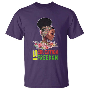 Education Is Freedom T Shirt Black History Month Teacher Melanin Black Girl TS11 Purple Print Your Wear
