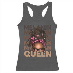 African American Pride Racerback Tank Top Melanin Queen Afro Messy Bun TS11 Dark Heather Print Your Wear