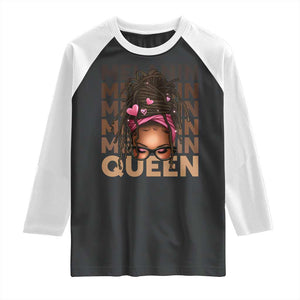 African American Pride Raglan Shirt Melanin Queen Afro Messy Bun TS11 Black White Print Your Wear