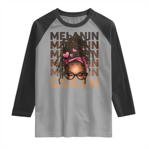 African American Pride Raglan Shirt Melanin Queen Afro Messy Bun TS11 Sport Gray Black Print Your Wear