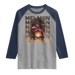 African American Pride Raglan Shirt Melanin Queen Afro Messy Bun TS11 Sport Gray Navy Print Your Wear