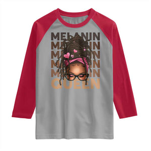 African American Pride Raglan Shirt Melanin Queen Afro Messy Bun TS11 Sport Gray Red Print Your Wear