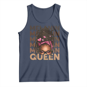African American Pride Tank Top Melanin Queen Afro Messy Bun TS11 Navy Print Your Wear