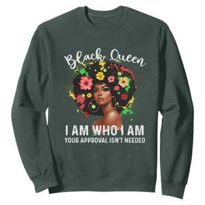Proud African American Melanin Black Afro Girl Sweatshirt Black Queen I Am Who I Am Your Approval Isn't Needed TS11 Dark Forest Green Print Your Wear