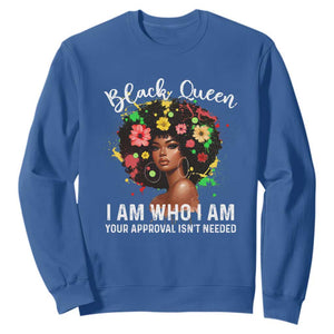 Proud African American Melanin Black Afro Girl Sweatshirt Black Queen I Am Who I Am Your Approval Isn't Needed TS11 Royal Blue Print Your Wear