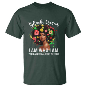 Proud African American Melanin Black Afro Girl T Shirt Black Queen I Am Who I Am Your Approval Isn't Needed TS11 Dark Forest Green Print Your Wear